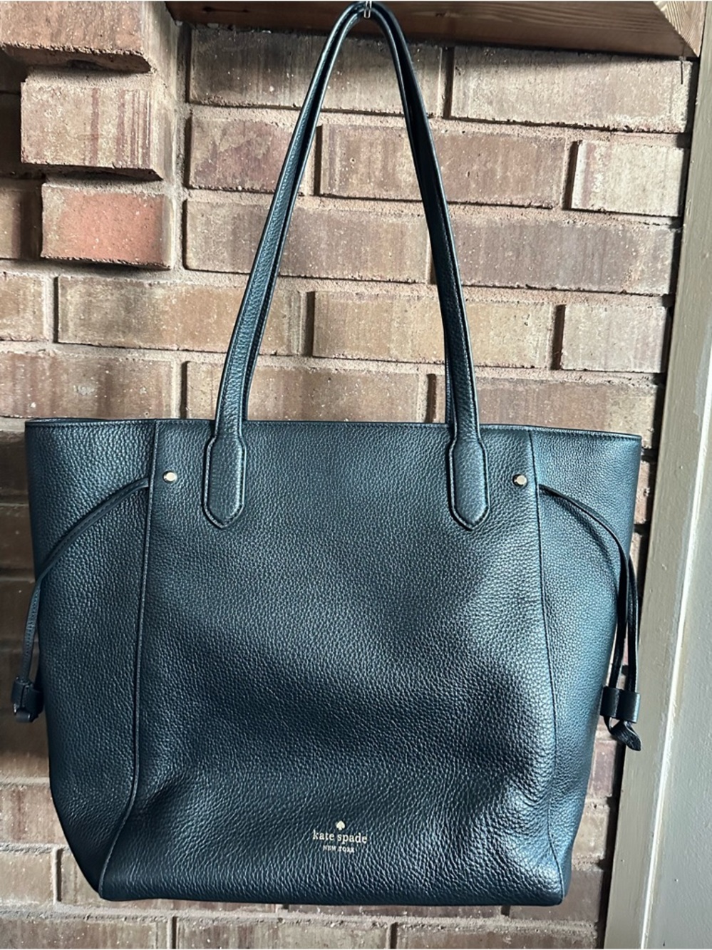 Kate Spade Marti Large Black Pebbled Leather Tote Bag - Classic Luxury Chic